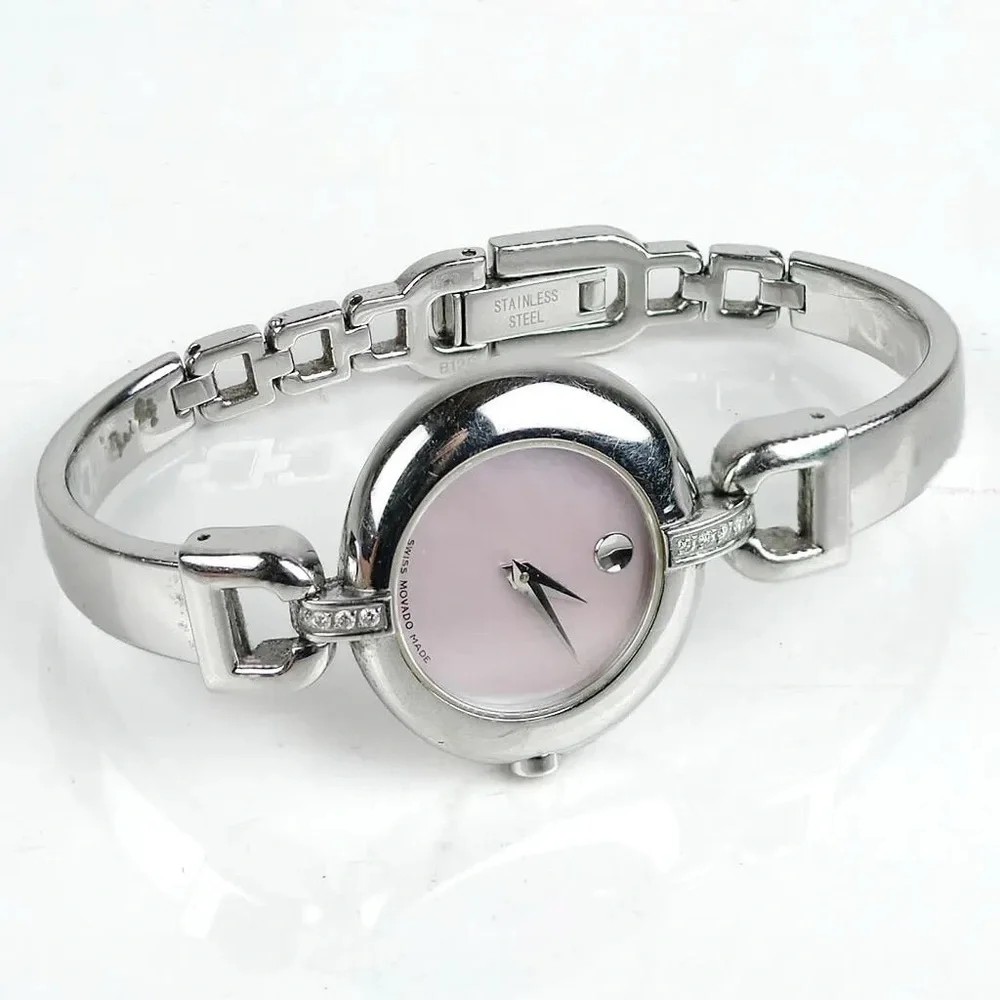 Movado Women’s Quartz Watch Bangle Pink & Silver - Picture 5 of 8